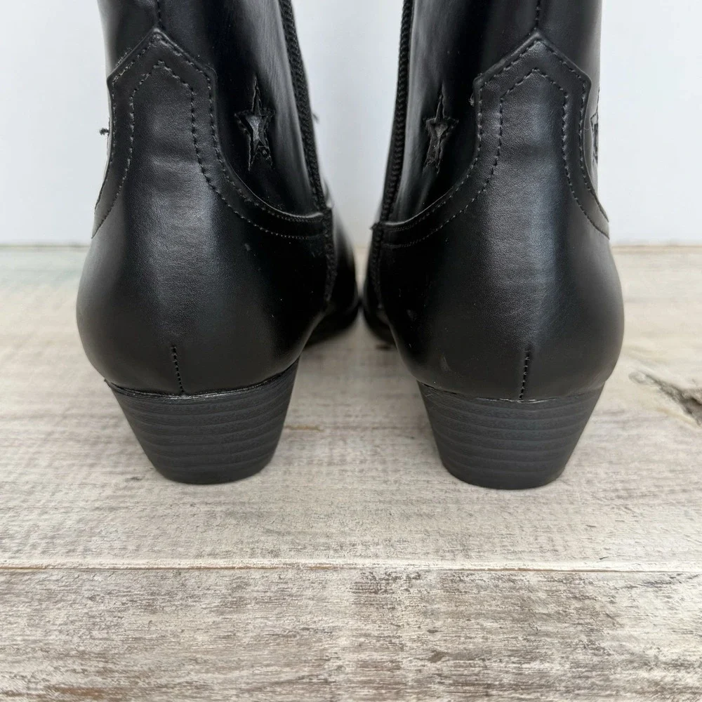 Kids Black‎ Western Cowboy Boots with Multi Color Glitter Star Appliques Size 3